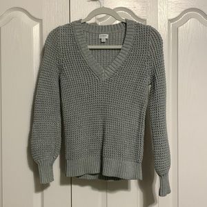 J Crew Factory gray knit v-neck sweater size XS